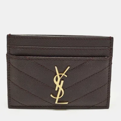 Pre-owned Saint Laurent Cassandre Burgundy Matelasse Leather Card Holder