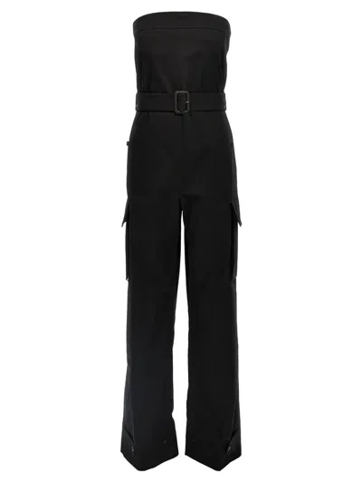Saint Laurent 'cassandre' Bustier Jumpsuit In Black