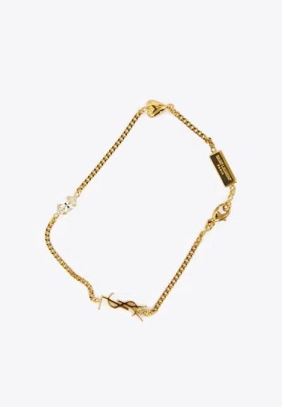 Saint Laurent Cassandre Cable-chain Bracelet In Gold