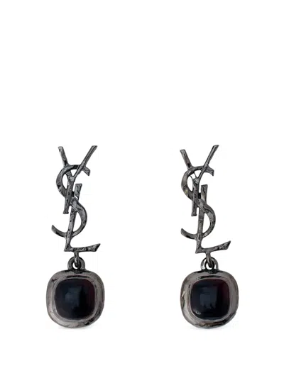 Saint Laurent Cassandre Cabochon Earrings In Metallic