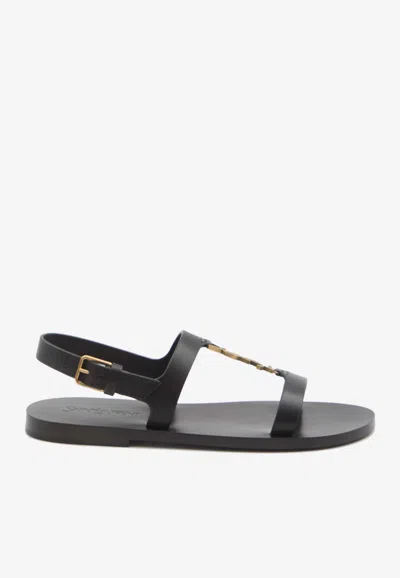 SAINT LAURENT CASSANDRE CALF LEATHER SANDALS