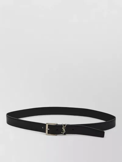 Saint Laurent Cassandre Calfskin Belt Adjustable Length In Burgundy