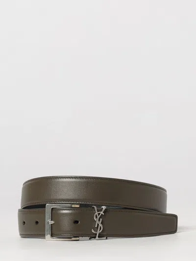 Saint Laurent Cassandre Calfskin Leather Belt With Ysl Monogram Buckle In Brown