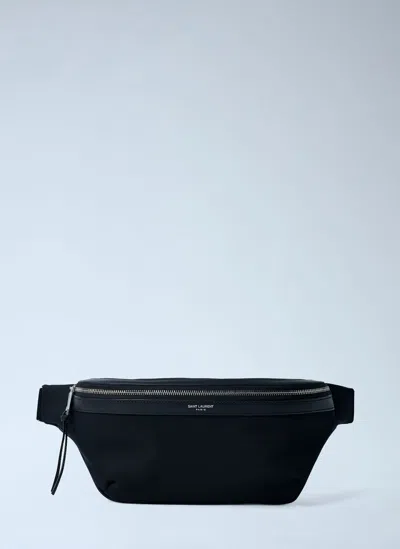 Saint Laurent Cassandre Canvas Belt Bag In Black
