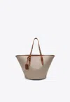 Saint Laurent Cassandre Canvas Tote Bag In Brown