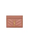 Saint Laurent Cassandre Card Bag In Pink