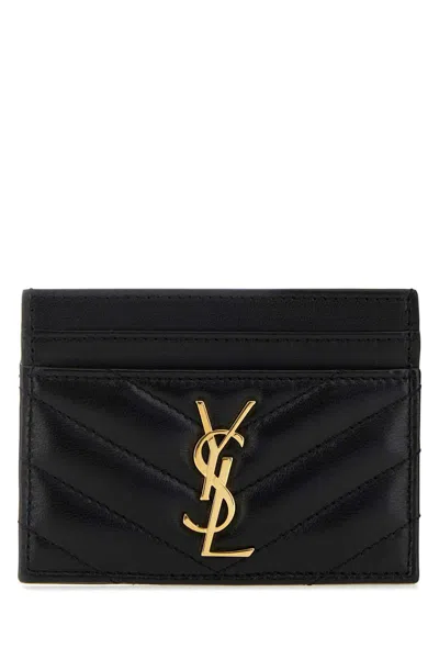 Saint Laurent Cassandre Card Case In Black