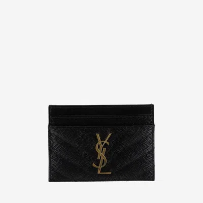 Saint Laurent Cassandre Card Case In Black