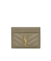 Saint Laurent Cassandre Card Case In Lambskin In Gray