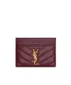 Saint Laurent Cassandre Card Case In Lambskin In Red