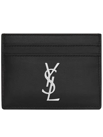 Saint Laurent Cassandre Card Holder In Black