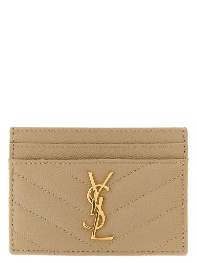 Saint Laurent Cassandre Card Case In Brown