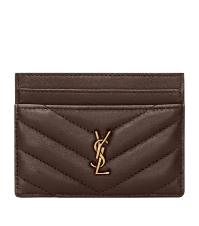 Saint Laurent Cassandre Card Holder In Beige