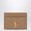 Saint Laurent Cassandre Card Holder Beige In Brown