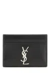 Saint Laurent Monogram Leather Card Holder In Black