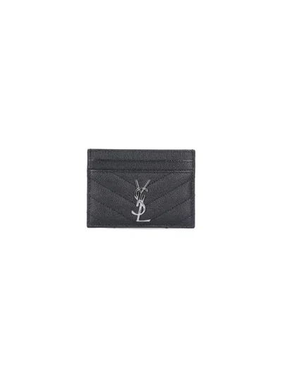 Saint Laurent 'cassandre' Card Holder In Black  