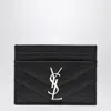 Saint Laurent Women Cassandre Leather Card Case In Black
