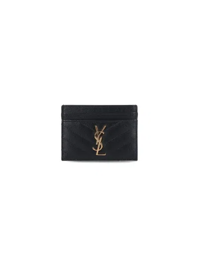Saint Laurent 'cassandre' Card Holder In Black