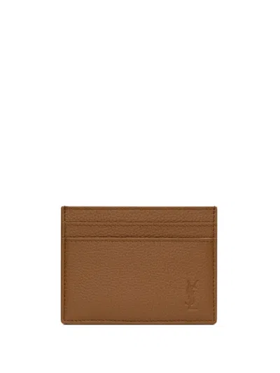 Saint Laurent "cassandre" Card Holder In Brown