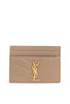 Saint Laurent Cassandre Card Holder In Brown
