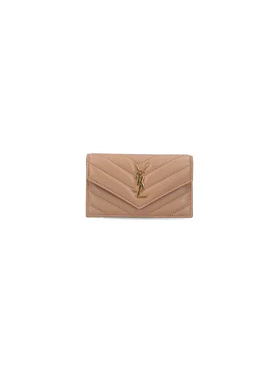 Saint Laurent "cassandre" Card Holder In Brown