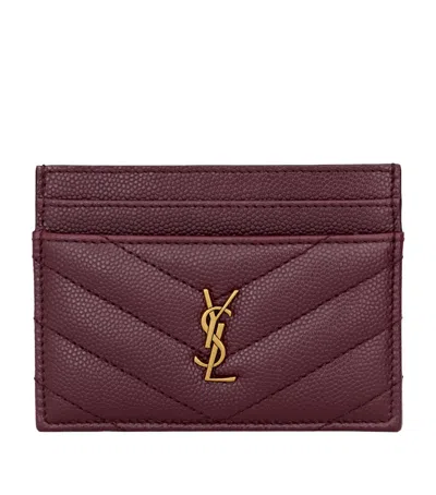 Saint Laurent Cassandre Card Holder In Burgundy