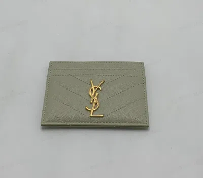Saint Laurent Cassandre Card Holder In Gray