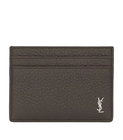 Saint Laurent Cassandre Card Holder In Gray