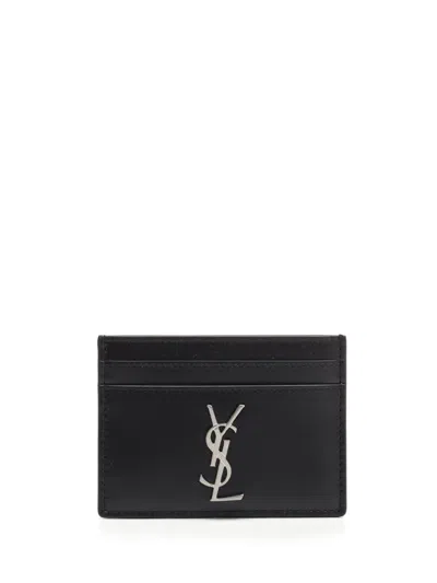 Saint Laurent Cassandre Card Holder Wallets Black