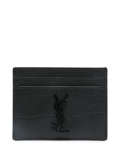 Saint Laurent Cassandre Card Holder With Ysl Logo In Black