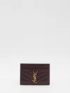 Saint Laurent Cassandre Card Case In Lambskin In Brown