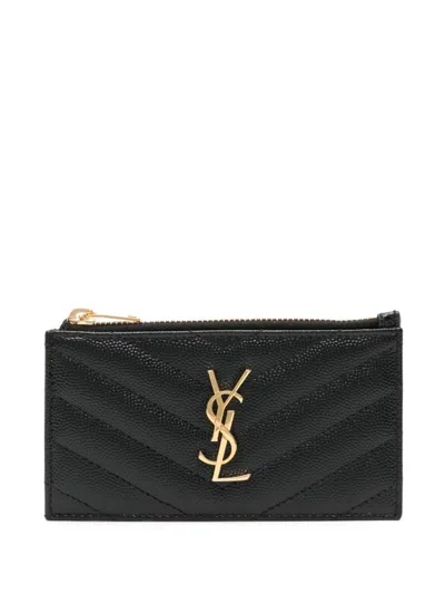 Saint Laurent Cassandre Cards Holder In Black