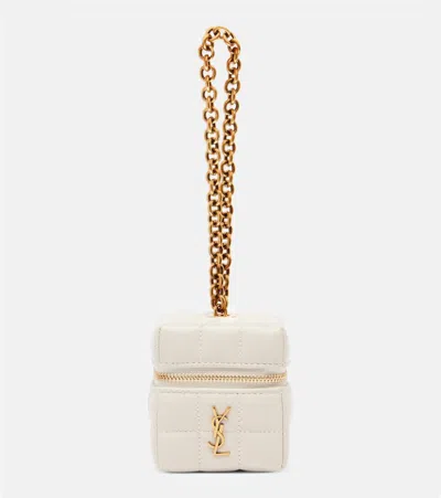 Saint Laurent Cassandre Carré Mini Leather Box Bag In White