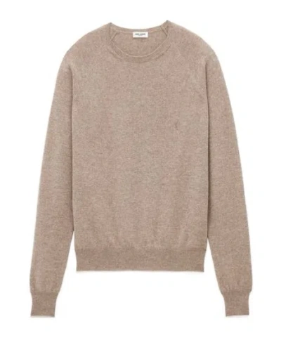 Saint Laurent Cassandre Sweater In Cashmere In Beige