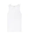 Saint Laurent Ribbed Tank Top With Embroidered-monogram In Brown