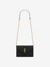 Saint Laurent Classic Cassandre Chain Pouch In Grain De Poudre Leather In Black
