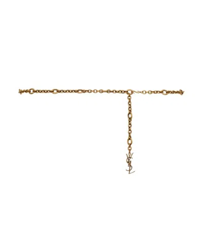 Saint Laurent Chain Logo Charm Belt In Orange