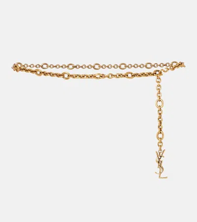 Saint Laurent Cassandre Chain Belt In Gold