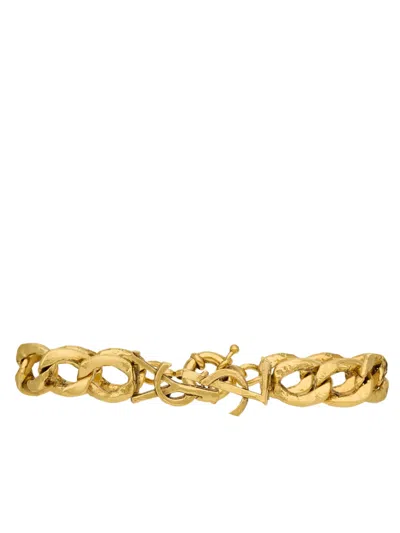Saint Laurent Cassandre Chain Bracelet In Gold