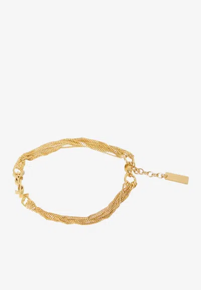 Saint Laurent Cassandre Chain Bracelet In Gold