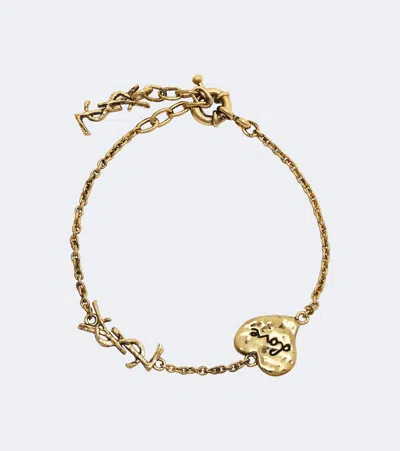 Saint Laurent Cassandre Chain Bracelet In Gold