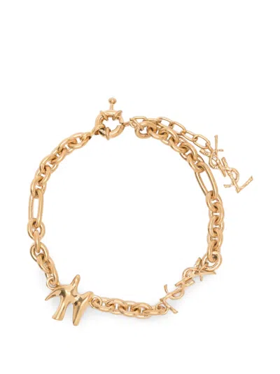 Saint Laurent Bracciale Con Colomba E Cassandre In Gold