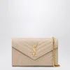 Saint Laurent Cassandre Chain Clutch In Nude