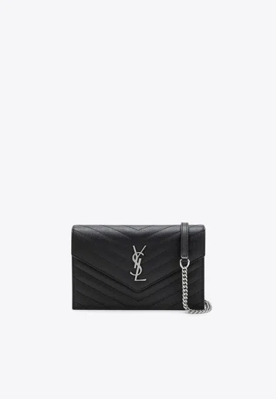 Saint Laurent Cassandre Chain Clutch Bag In Black