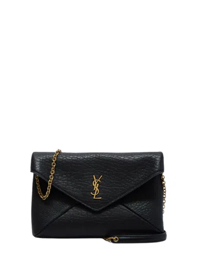 Saint Laurent Cassandre Chain Clutch Bag In Black
