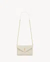 Saint Laurent Cassandre Chain Clutch In Lambskin In Blanc Vintage