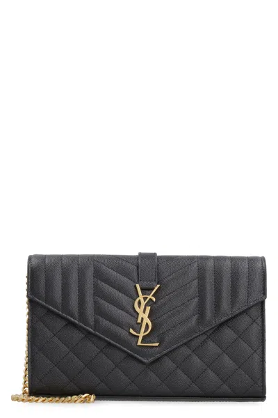 Saint Laurent Cassandre Chain Crossobody Bag In Black
