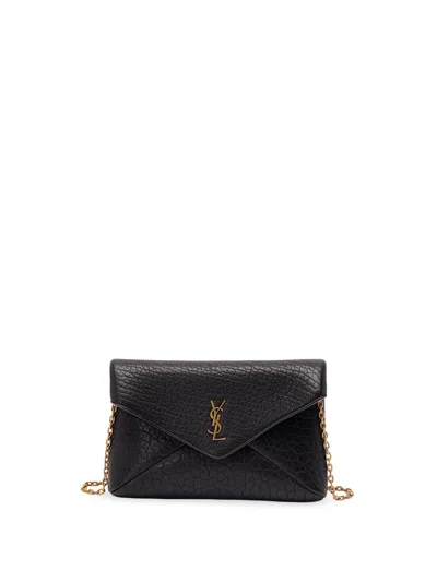 Saint Laurent `cassandre` Chain Pouch In Black