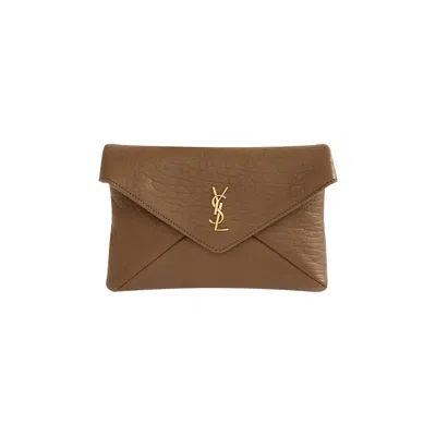 Pre-owned Saint Laurent Cassandre Chain Pouch 'dark Cork' | Brown | Women's Size Onesize