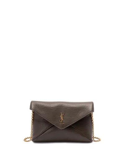 Saint Laurent `cassandre` Chain Pouch In Green